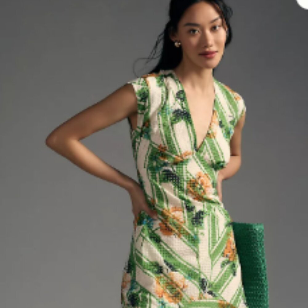 Mauve Green and Cream Floral Maxi Dress